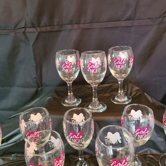 Set of 10  Girls Night Wine Glasses.  Will Add Girls Night  Banners - Picture 3 of 7